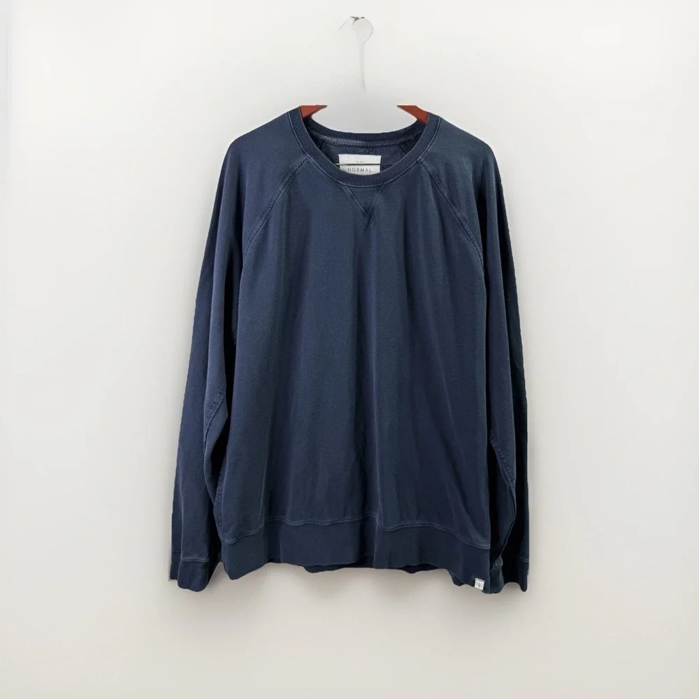 The Normal Brand Crewneck Sweatshirt XXL Blue Cotton Pullover Raglan‎ Casual